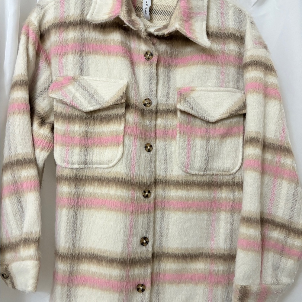 Grace+ Karma Plaid Button-Up Shirt Jacket